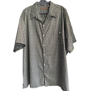 Tori Richard Mens 3XB Navy Blue Geometric Cotton Lawn Short Sleeve Button Up Top